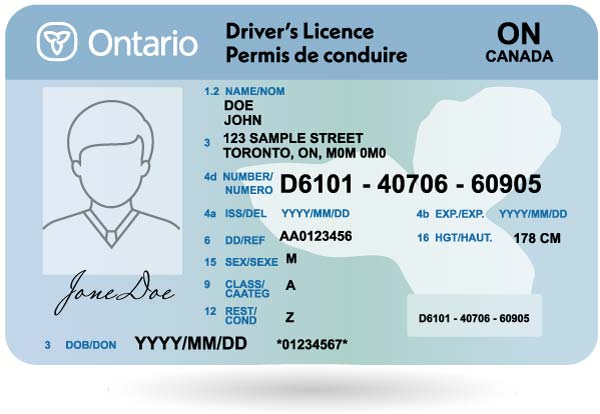 Image of an Ontario Drivers licence